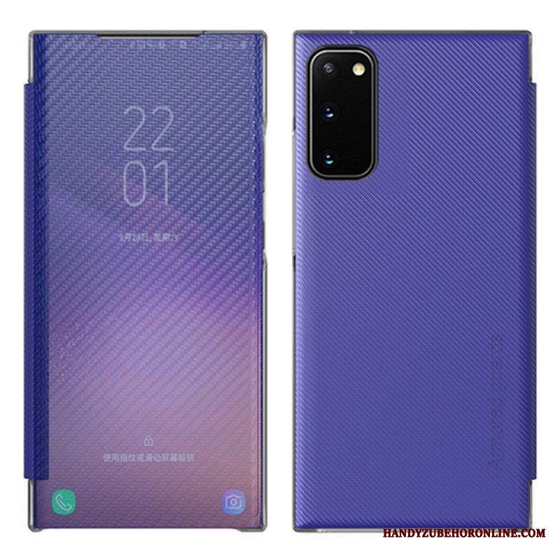 Puhelinkuoret Samsung Galaxy S20 Plus / S20 Plus 5G Kotelot Flip Läpinäkyvä Hiilikuitu