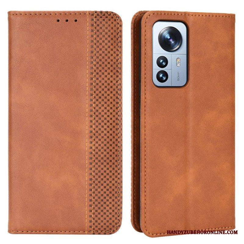 Puhelinkuoret Xiaomi 12 Pro Kotelot Flip Tyylitelty Vintage-nahkaefekti