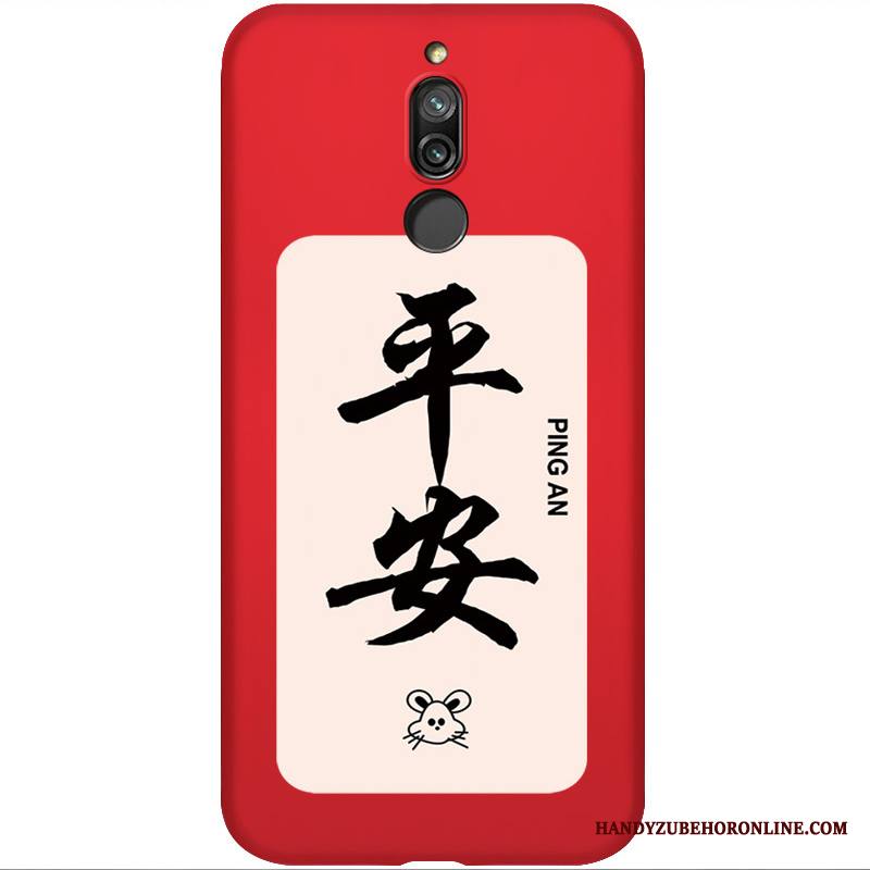 Redmi 8 Silikoni Kuori Pesty Suede Ohut Punainen Pieni Suojaus