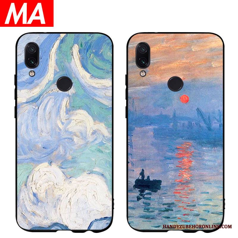Redmi Note 7 Kuori Puhelimen Kuoret Kotelo Öljyvärimaalaus Punainen Pehmeä Neste Silikoni Sininen