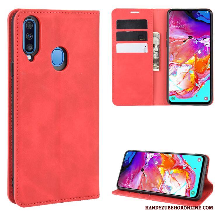 Samsung Galaxy A20s Kuori Niitti All Inclusive Puhelimen Kuoret Suojaus Nahkakotelo Liiketoiminta Punainen