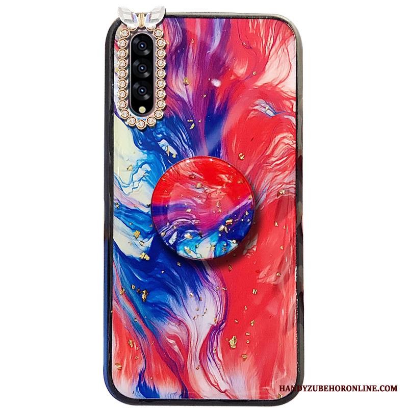 Samsung Galaxy A50s Kuori Punainen Tähti Kotelo Tuki Rhinestone Inlay Kova Suojaus