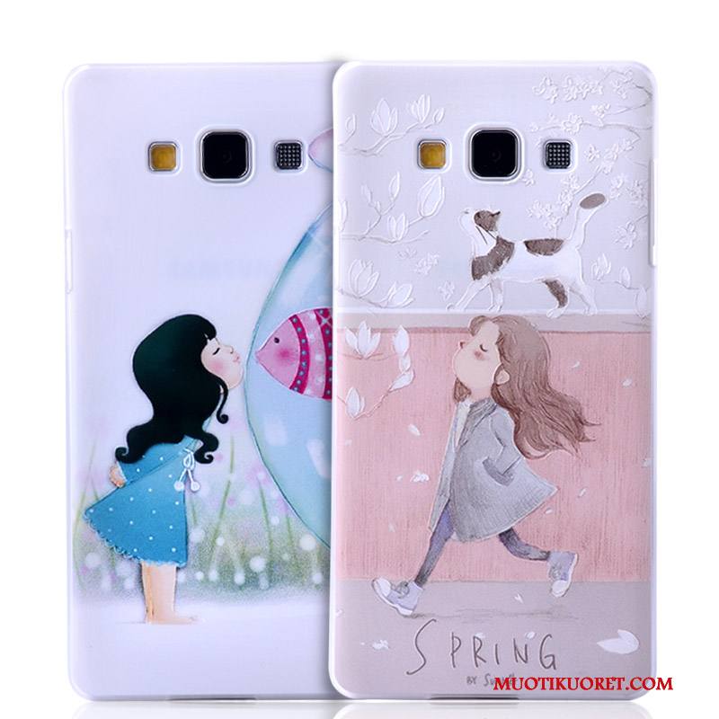 Samsung Galaxy A7 2015 Monivärinen Kotelo Kova Puhelimen Kuoret Kuori Sarjakuva Kohokuviointi