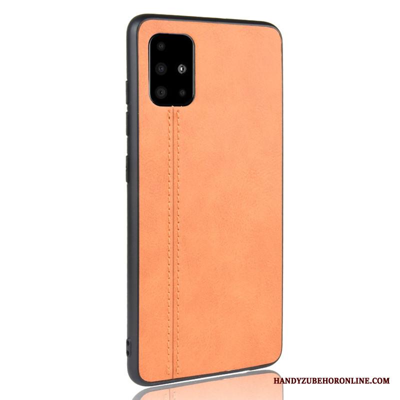 Samsung Galaxy A71 Suojaus Tähti Kova Keltainen Nahka Kuori Kukkakuvio