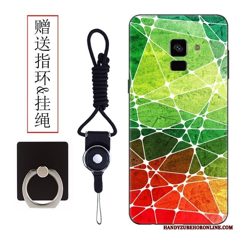 Samsung Galaxy A8 2018 Kuori Musta Silikoni Tähti Monivärinen Pesty Suede Puhelimen Kuoret