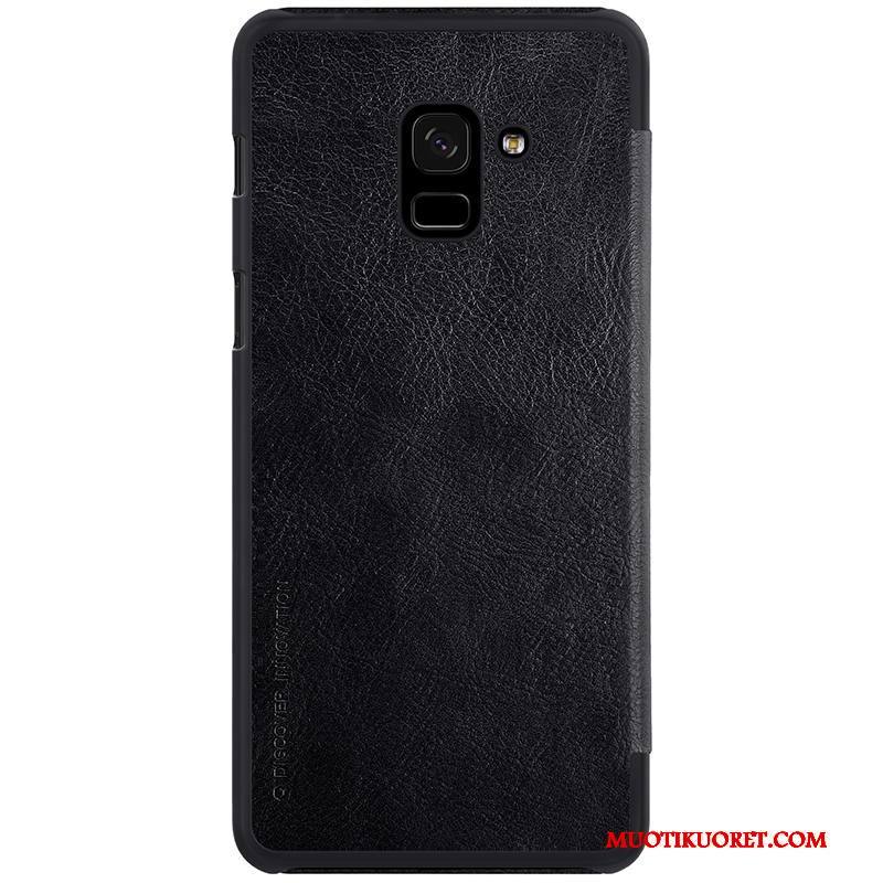 Samsung Galaxy A8+ Tähti Musta Kulta Kuori Suojaus Nahkakotelo Puhelimen Kuoret