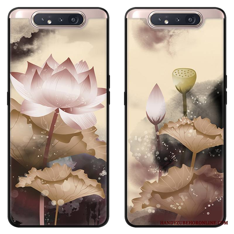 Samsung Galaxy A80 Kuori Khaki Pehmeä Neste Murtumaton Kotelo Suuntaus Pesty Suede Puhelimen Kuoret