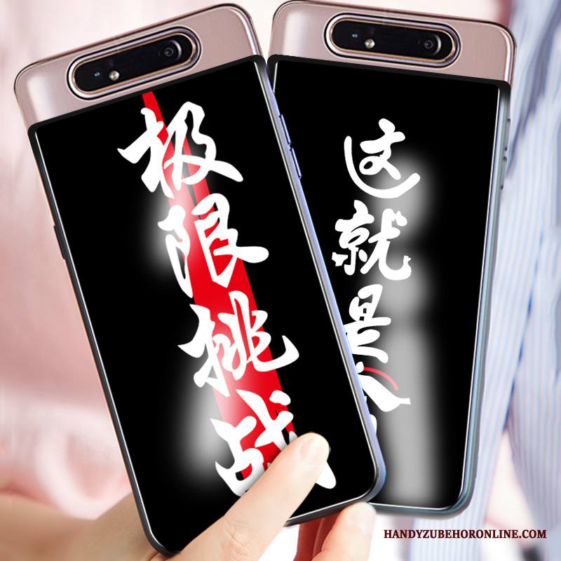 Samsung Galaxy A80 Kuori Silikoni Tähti Pehmeä Neste Murtumaton Kotelo Lasi Musta