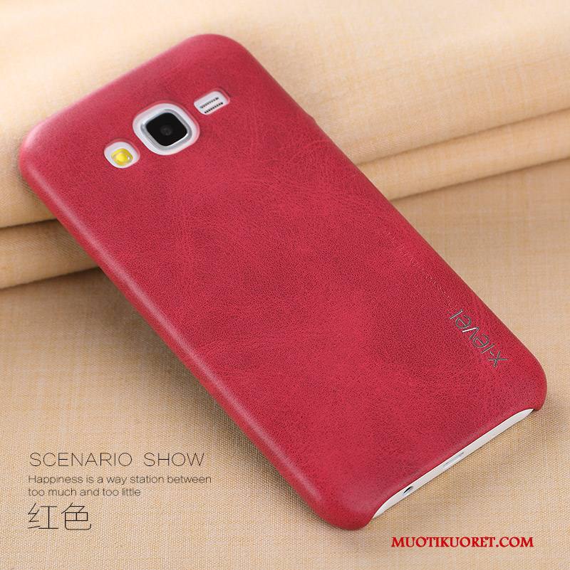 Samsung Galaxy J5 2015 Kuori Suojaus Ultra Ohut Murtumaton Punainen Nahkakotelo Uusi