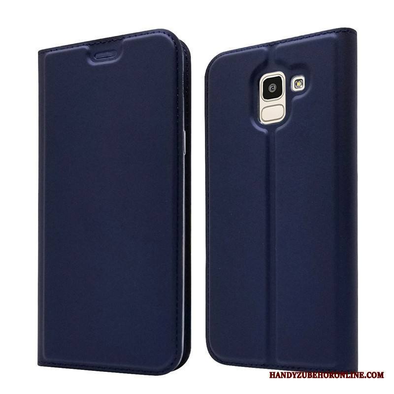 Samsung Galaxy J6 Kuori Nahkakotelo Tummansininen Ohut Suojaus Murtumaton Ultra Tähti