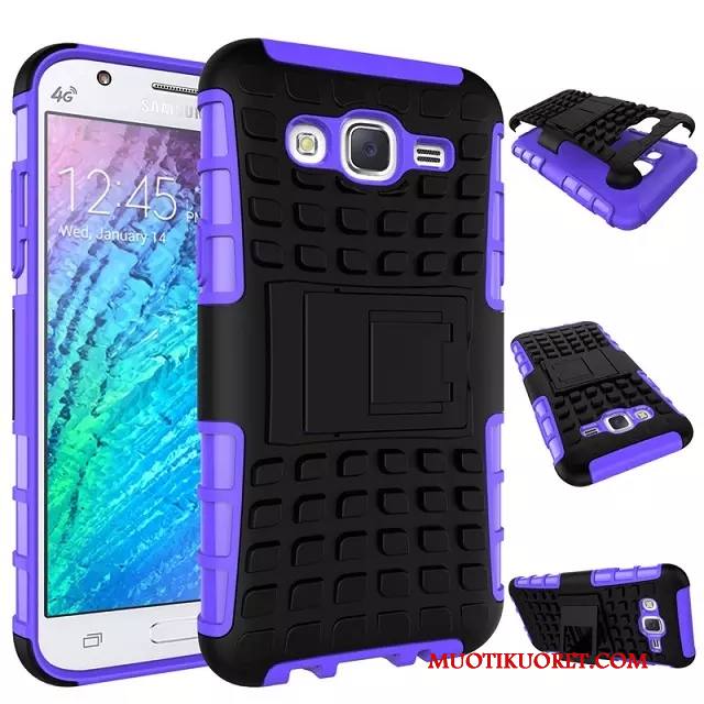 Samsung Galaxy J7 2015 Tuki Silikoni Kuori Violetti Sarjakuva Tähti Trendi