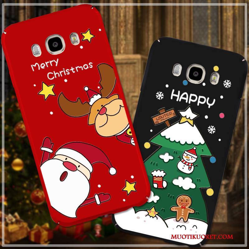 Samsung Galaxy J7 2016 Kuori Joulu Musta Murtumaton All Inclusive Pesty Suede Tähti Ihana