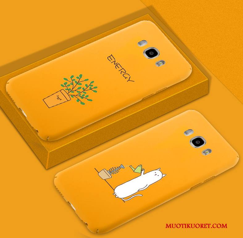 Samsung Galaxy J7 2016 Kuori Luova All Inclusive Keltainen Pesty Suede Kotelo Tähti Kova