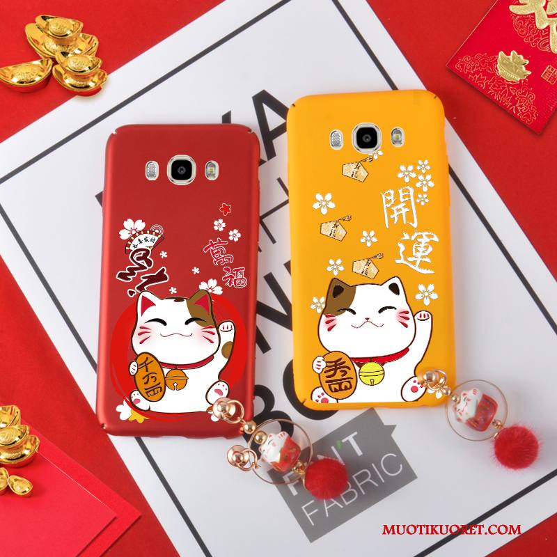 Samsung Galaxy J7 2016 Kuori Tähti Pesty Suede Rikkaus Kissa Murtumaton Punainen Kotelo