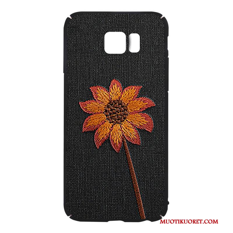 Samsung Galaxy Note 5 Kuori Luova Pesty Suede Trendi Musta Kotelo All Inclusive Tähti