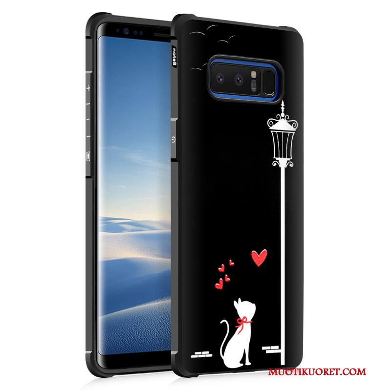 Samsung Galaxy Note 8 Kuori Puhelimen Kuoret Persoonallisuus Musta Sarjakuva Pehmeä Neste Luova Pesty Suede