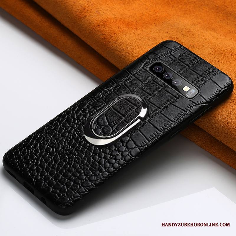 Samsung Galaxy S10 Kuori Kukkakuvio Krokotiili Suojaus Kotelo Rengas Auto Aito Nahka
