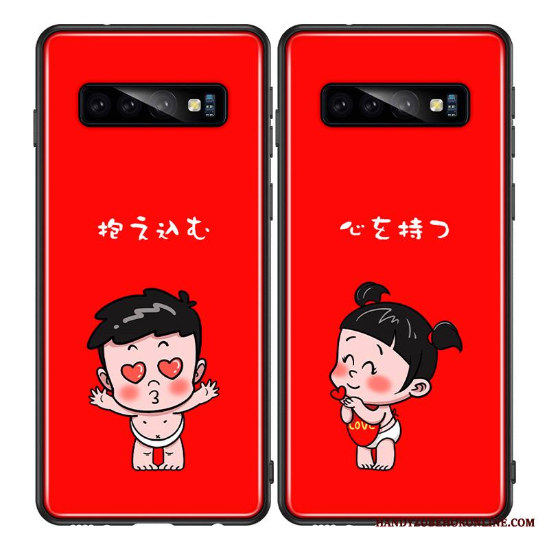 Samsung Galaxy S10 Kuori Pehmeä Neste Persoonallisuus Tähti Silikoni Lasi Luova Punainen