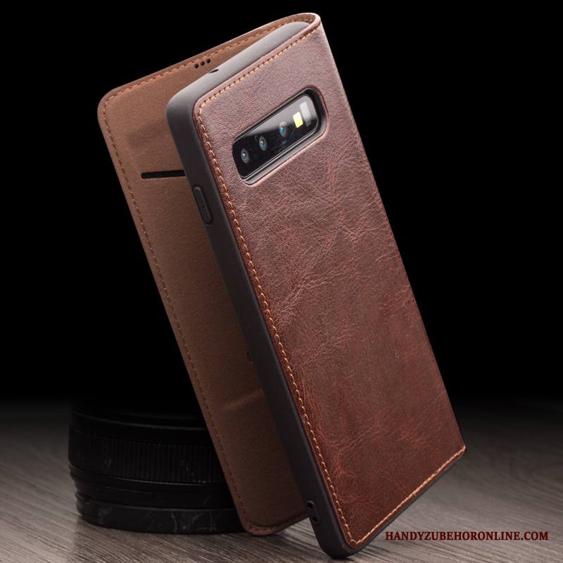 Samsung Galaxy S10+ Kuori Puhelimen Ultra Aito Nahka Ylellisyys Kortti Liiketoiminta Kotelo