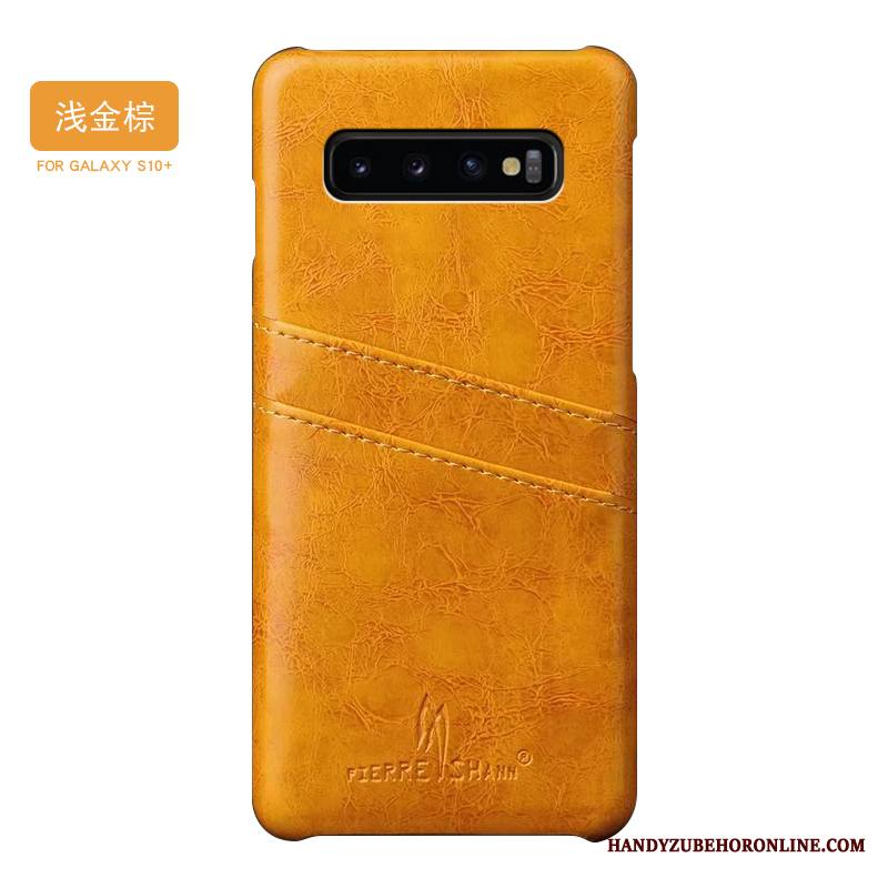 Samsung Galaxy S10+ Kuori Ylellisyys Tuuli Suojaus Murtumaton Persoonallisuus Nahkakotelo Keltainen