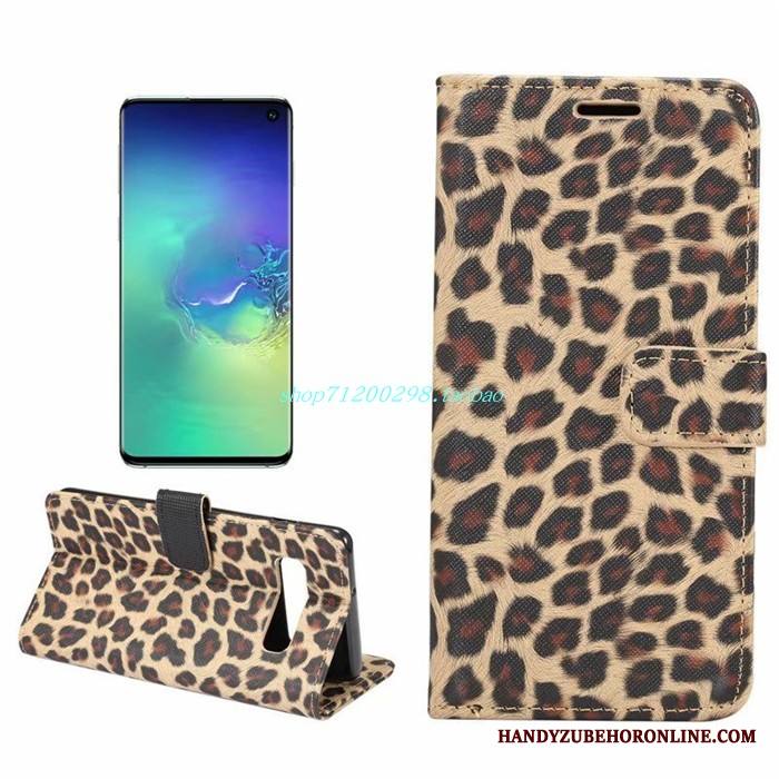 Samsung Galaxy S10 Puhelimen Kuori Kortti Suojaus Leopardi Pehmeä Neste Nahkakotelo