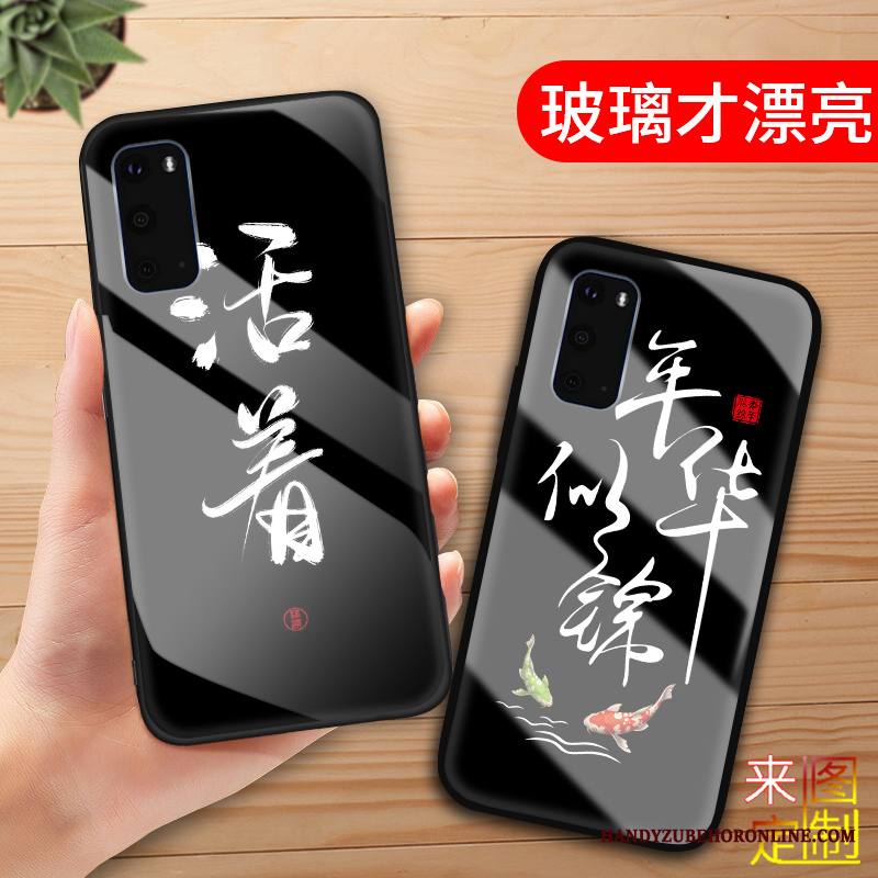 Samsung Galaxy S20 Kuori Lasi Kotelo Tide-brändi Musta Persoonallisuus Silikoni Suojaus
