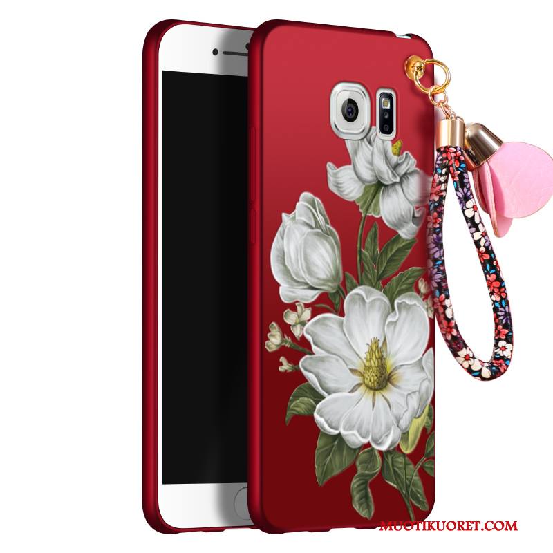 Samsung Galaxy S6 Edge + Kuori Kotelo Tähti Persoonallisuus Pesty Suede Puhelimen Kuoret Punainen Silikoni