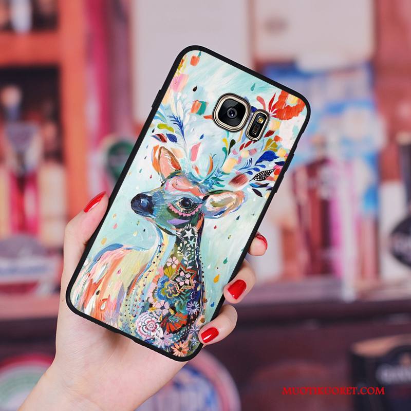 Samsung Galaxy S6 Edge + Kuori Kukka Ripustettavat Koristeet Pehmeä Neste Vaaleansininen Peuroja All Inclusive Murtumaton