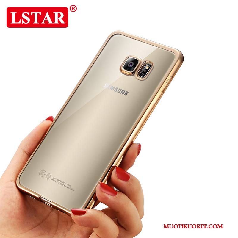 Samsung Galaxy S6 Edge + Kuori Ohut Murtumaton Suojaus Pehmeä Neste Silikoni Kulta Ultra