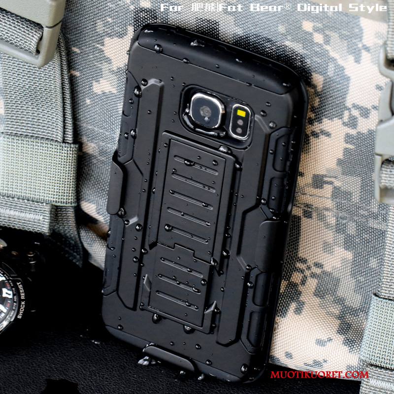 Samsung Galaxy S6 Edge + Suojaus Kotelo Kuori Puhelimen Kuoret Musta Bear Murtumaton