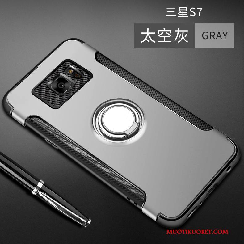 Samsung Galaxy S7 Kuori Silikoni Harmaa Tuki Murtumaton Puhelimen Kuoret Luova Rengas