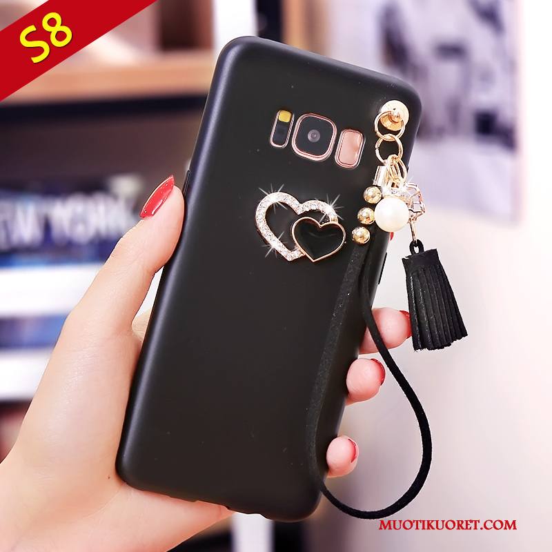 Samsung Galaxy S8 Murtumaton Musta Kuori Tähti Suojaus Silikoni Pesty Suede
