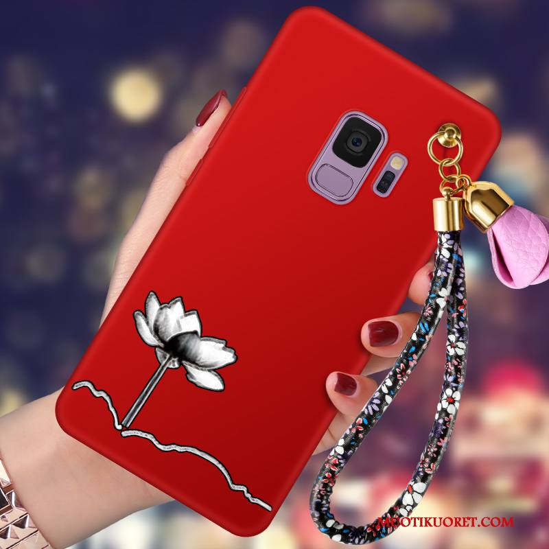 Samsung Galaxy S9 Kuori Suojaus Pesty Suede Murtumaton Punainen Tähti Kotelo Pehmeä Neste