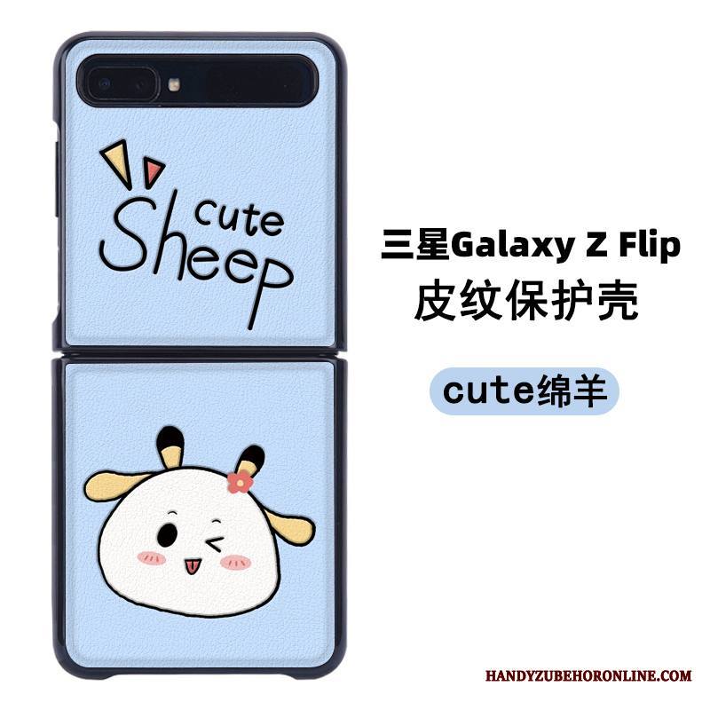 Samsung Z Flip Kuori Nahka Kotelo Suojaus Kohokuviointi Tähti Ihana Sininen