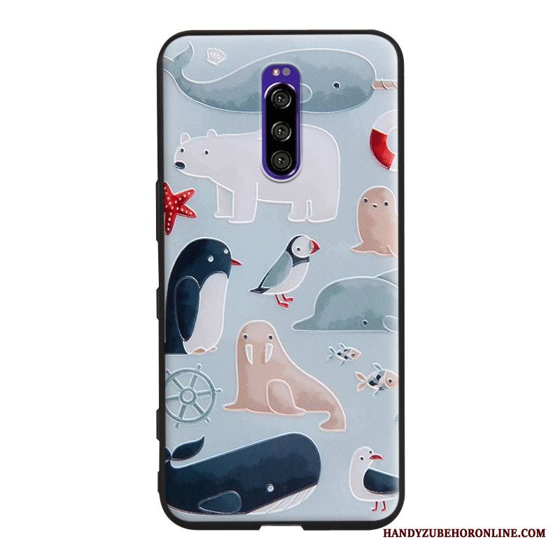 Sony Xperia 1 Harmaa Kohokuviointi Sarjakuva Ihana Kuori Kotelo Puhelimen Kuoret