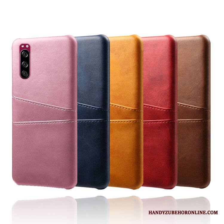 Sony Xperia 5 Kuori Murtumaton Puhelimen Kuoret Suojaus Kotelo Nahka Liiketoiminta Kortti