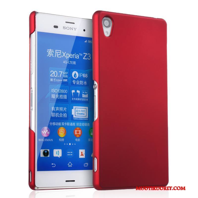 Sony Xperia Z3 Pesty Suede Suojaus Kuori Punainen Kotelo Kova Puhelimen Kuoret