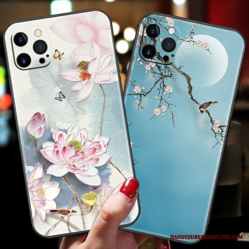 iPhone 12 Pro Kuori Kiinalainen Tyyli Ripustettavat Koristeet Puhelimen Kuoret Kohokuviointi Silikoni All Inclusive Murtumaton