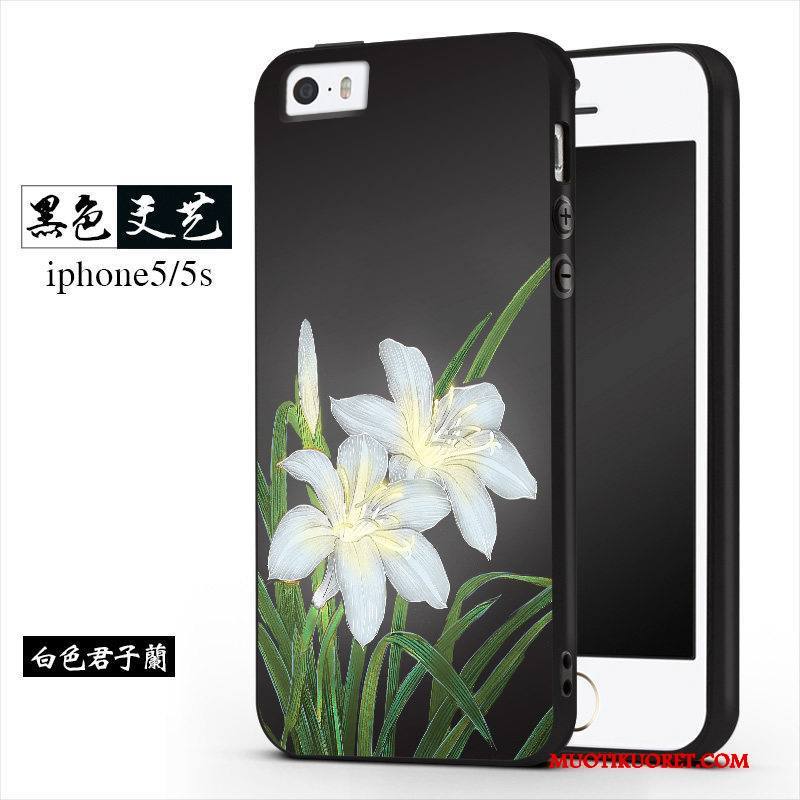 iPhone 5/5s Pesty Suede Pehmeä Neste Luova Trendi Kuori Musta Persoonallisuus