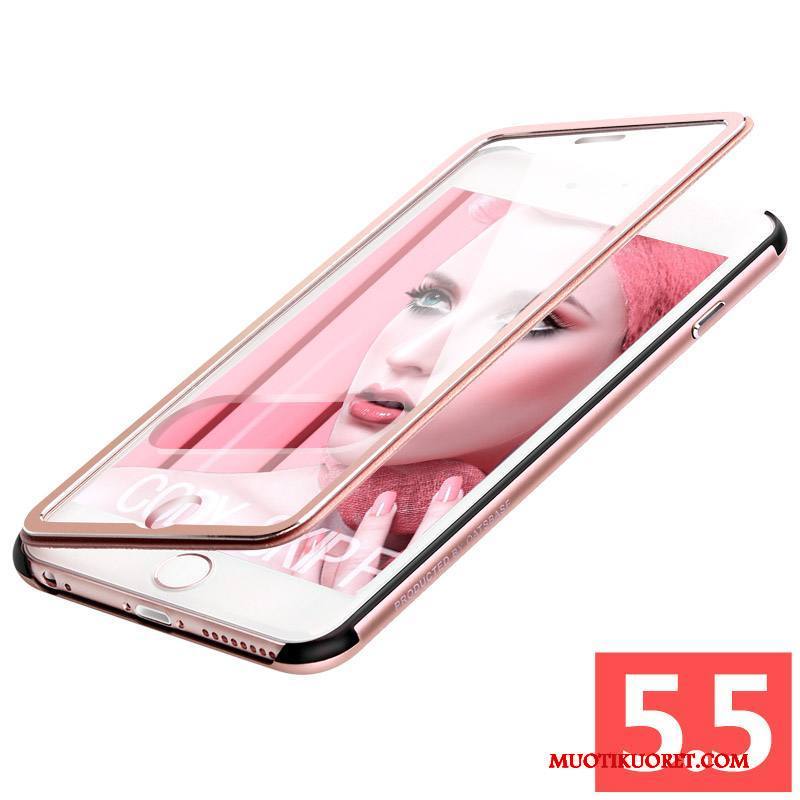 iPhone 6/6s Plus Nahkakotelo Suojaus Jauhe Kuori Windows Murtumaton Metalli