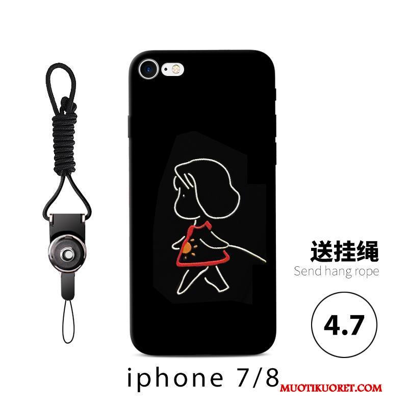 iPhone 7 Kuori Pesty Suede Murtumaton Puhelimen Kuoret Sarjakuva Persoonallisuus Silikoni Musta
