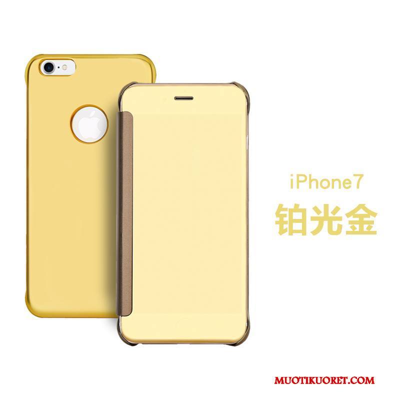 iPhone 7 Kuori Puhelimen Kuoret Nahkakotelo Kulta Lohikäärme Peili Simpukka Suojaus