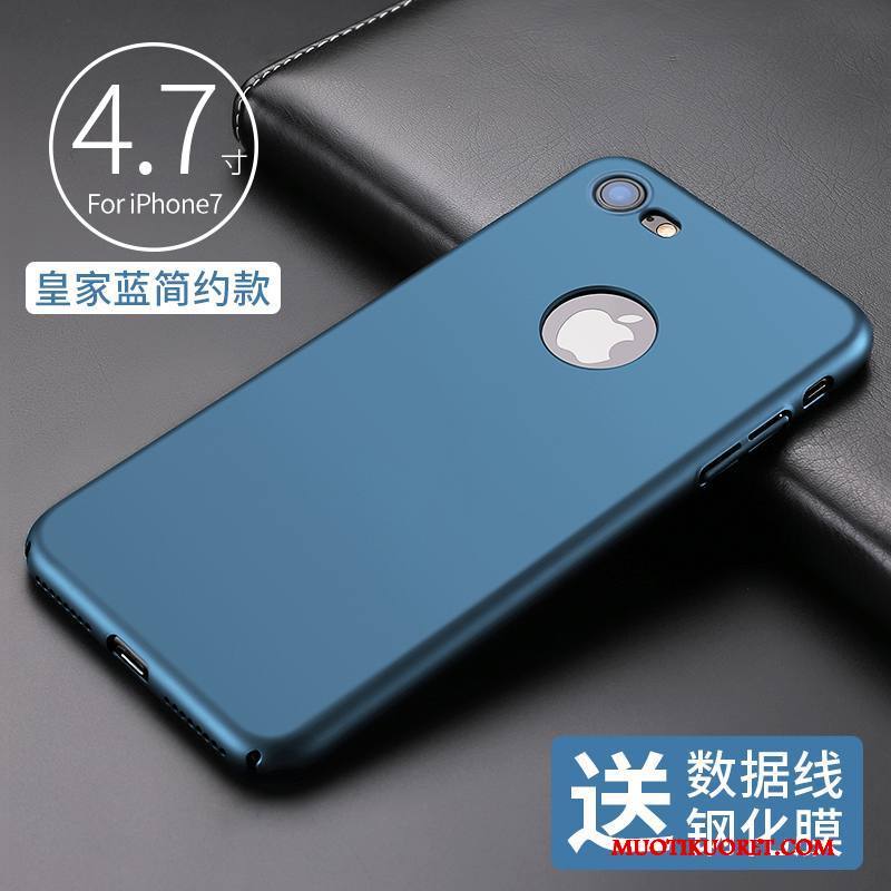 iPhone 7 Kuori Puhelimen Kuoret Pesty Suede Tuki Niitti Trendi Rengas Sininen