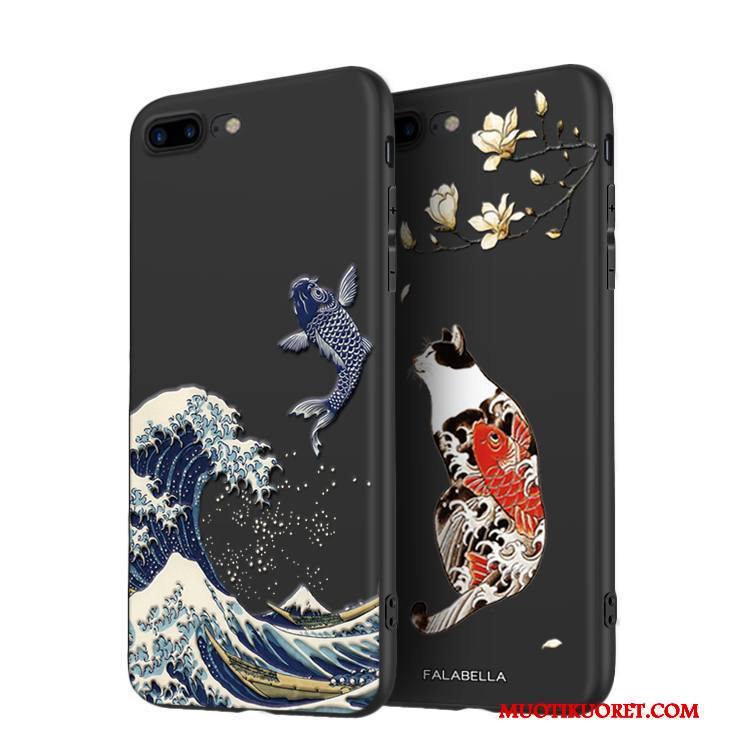 iPhone 7 Kuori Uusi Pehmeä Neste All Inclusive Kiinalainen Tyyli Murtumaton Musta Puhelimen Kuoret