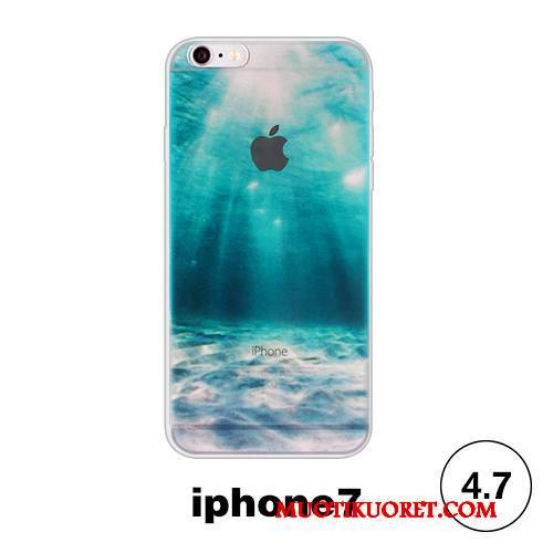 iPhone 7 Pehmeä Neste Kotelo Puhelimen Kuoret Suojaus Kuori Sininen Yksinkertainen