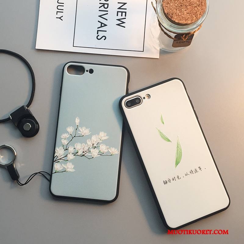 iPhone 7 Plus Kuori All Inclusive Kohokuviointi Ulotteinen Vaaleansininen Murtumaton Silikoni Trendi