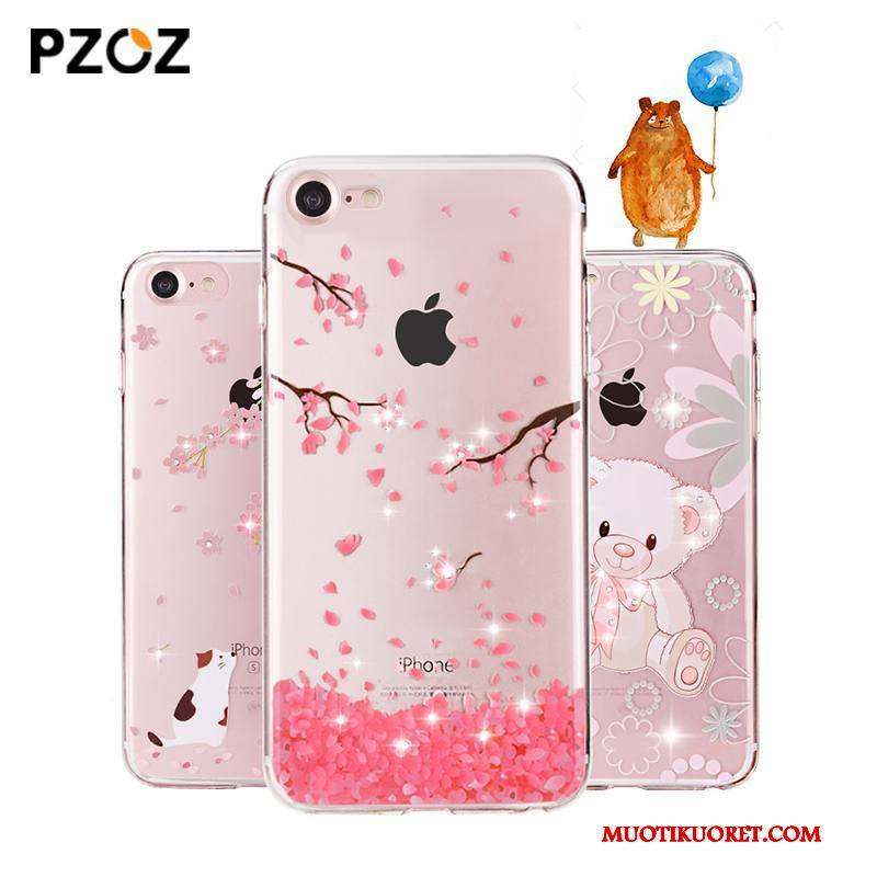 iPhone 7 Plus Kuori Strassi Jauhe Läpinäkyvä Silikoni Puhelimen Kuoret Ripustettavat Koristeet