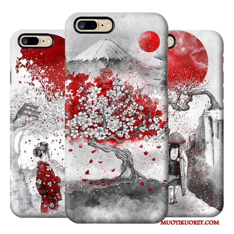 iPhone 7 Plus Kuori Taide Kova Puhelimen Kuoret Tuuli Pesty Suede Punainen Luova