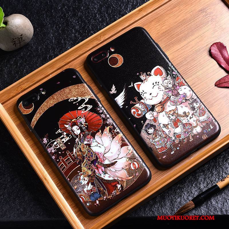iPhone 8 Kuori All Inclusive Silikoni Kissa Murtumaton Tuuli Musta Rikkaus
