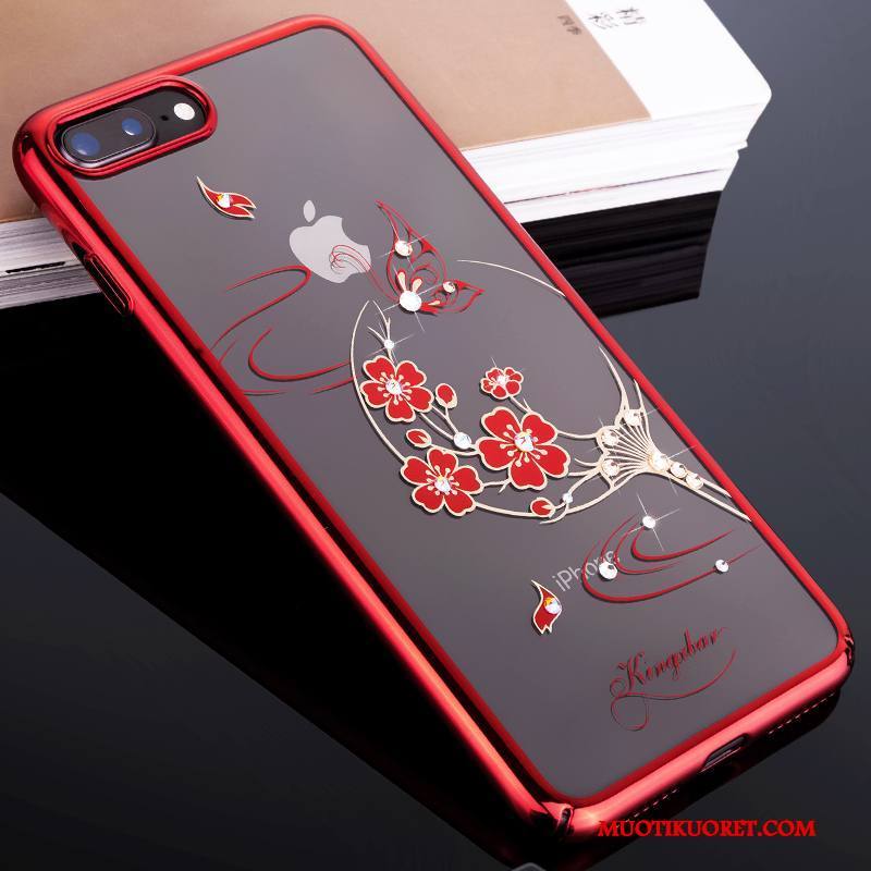 iPhone 8 Kuori Punainen Kulta Läpinäkyvä All Inclusive Ylellisyys Puhelimen Kuoret